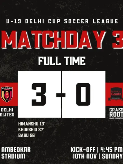 Our third consecutive win in the Delhi Cup Soccer League, a 3-0 victory on Matchday 3.
