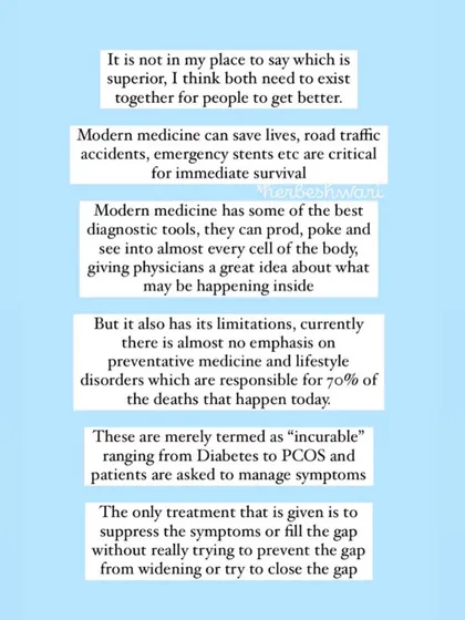 An infographic series exploring the differences between modern medicine (Allopathy) and holistic systems (AYUSH). I discuss their different approaches to diagnosis and treatment, and why both are needed for comprehensive healthcare.