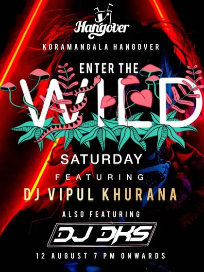 The poster for 'Enter the Wild' at Hangover, where I played alongside DJ Vipul Khurana. These audio-visual nights are a feast for the senses.