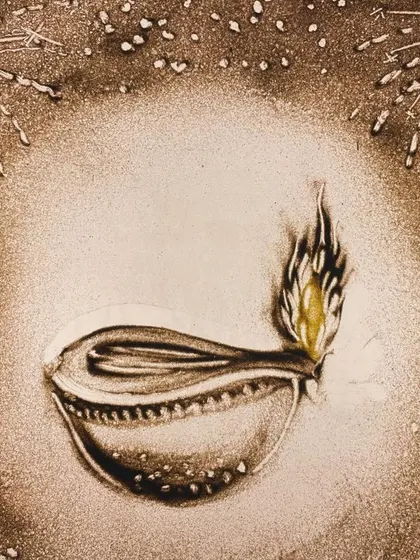 A simple sand art diya with fireworks to wish everyone a Shubh Deepawali. A small token of light and celebration from my lightbox to your home.