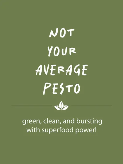 This is not your average pesto. My promise is a spread that is green, clean, and bursting with superfood power, making healthy eating delicious and easy.
