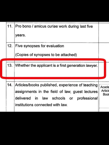 The Supreme Court now includes an option to identify as a 'First Generation Lawyer' in the Senior Advocate application. This is a huge step, as starting a practice without a family background in law is a herculean task. I hope it leads to real consideration.