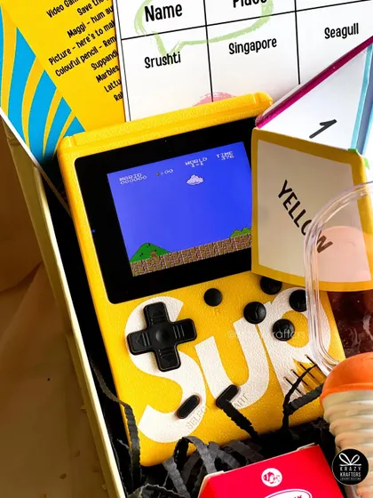 A detailed shot of the classic brick video game included in our 90s nostalgia hamper.