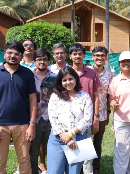 A small group from a corporate offsite, all smiles. We ensure our events have a good mix of structured activities and free time for informal networking and relaxation.