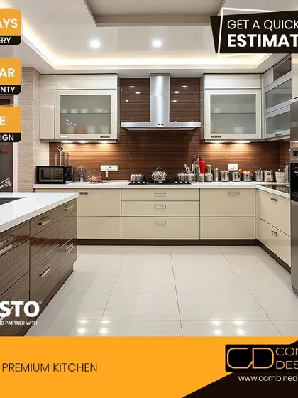 A promotional image for my premium kitchen designs, highlighting my promise of 45-day delivery, a 10-year warranty, and a free 3D design to help you visualize your dream kitchen.
