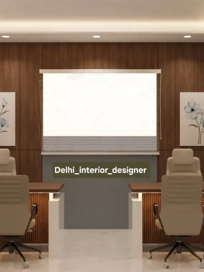 This is a design for a modern conference room. The symmetrical layout, comfortable executive chairs, and integrated screen for presentations make it a highly functional and impressive meeting space.