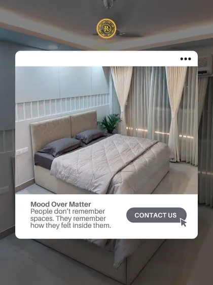 Mood over matter. People remember how they felt in a space. This serene bedroom with its neutral tones and clean lines is designed to evoke a feeling of pure calm.