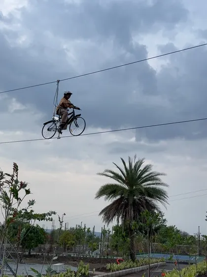 The sky-cycling or zip-cycle is one of our most unique offerings. It’s an unforgettable experience that combines cycling with the thrill of being suspended high above the ground.