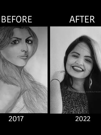 A before-and-after comparison showing my artistic growth from 2017 to 2022. This journey of progress is what I bring to every piece I create.