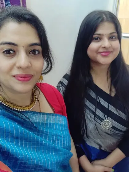 A candid moment between us at one of our exhibitions. We believe in being perfectly imperfect and supporting each other through every step of this entrepreneurial journey.