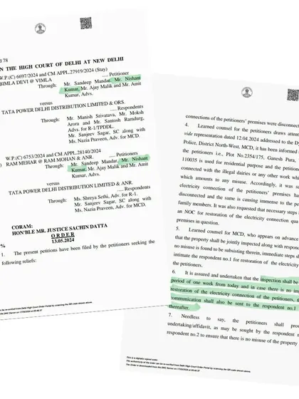 This order is another example of successfully getting a client's electricity restored. I handle writ petitions in the High Court to ensure government bodies and companies cannot misuse their power.