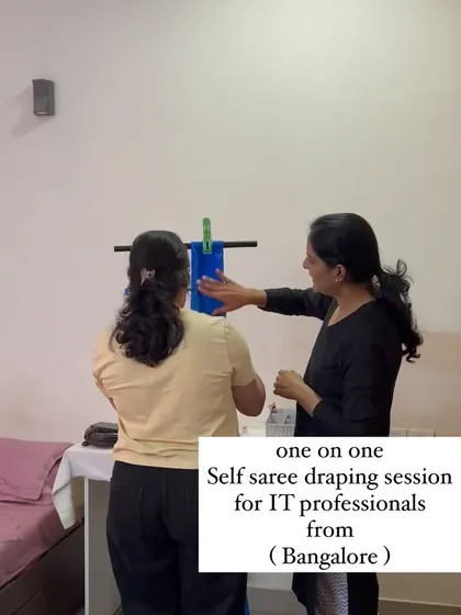 Guiding an IT professional during her one on one session. My goal is to make saree draping feel logical and simple, not random and difficult.