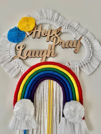 The classic rainbow colors look so bright and happy on this custom piece.