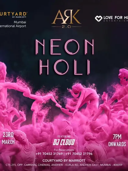 I partner with premier venues like the Courtyard by Marriott for special branded events, such as this Neon Holi party.