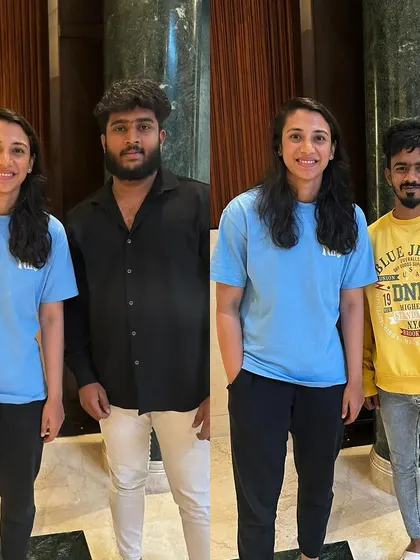 Our coaches with Indian cricketer and RCB captain Smriti Mandhana. We are proud to be a trusted training partner for elite athletes.