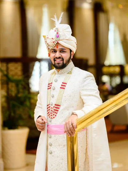 Another great portrait of the groom. His smile shows his excitement for the baraat and the ceremony ahead.