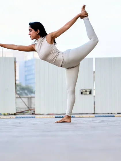 Natarajasana (Dancer's Pose) is a beautiful expression of balance and grace. It teaches us that the less unnecessary stuff we carry, the lighter we feel.