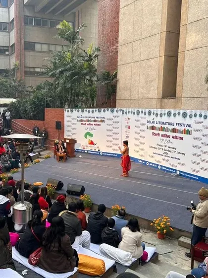 A moment from the Delhi Literature Festival 2024. Performing in the chilling Delhi winter to a warm and receptive audience was a blessing, especially with the event being moderated by veteran artist Dr. Rama Pandey.