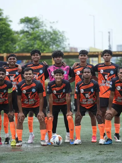 The team lines up before our match against Worli Warriors FC, ready for the battle ahead.