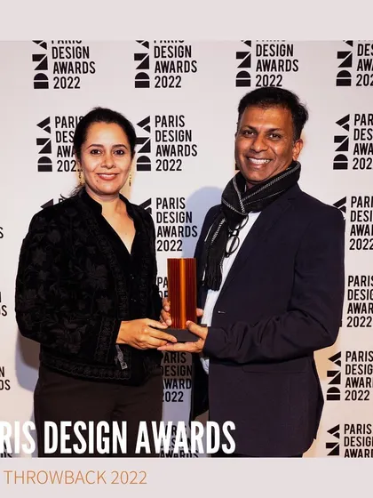 A throwback to winning the DNA Paris Design Award in 2022. This award for sustainable interiors was a significant international recognition of our design principles.