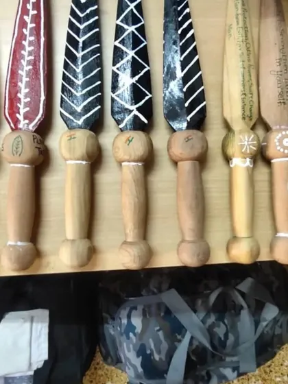 A full view of the different training blades we created for the event.