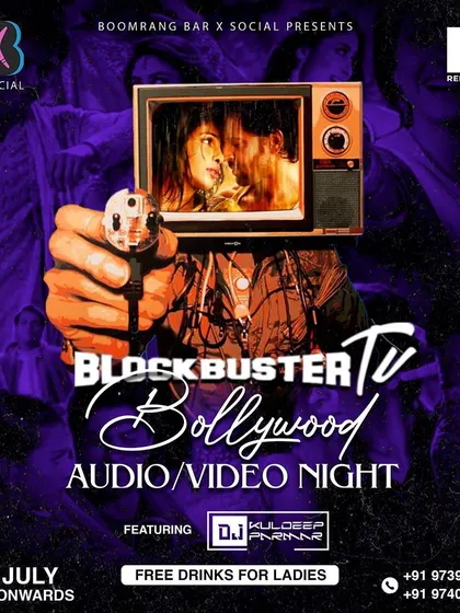 This poster for a 'Blockbuster TV' audio-visual night shows my unique VDJ offering. I bring the iconic scenes of Bollywood to the club with a creative, themed set.