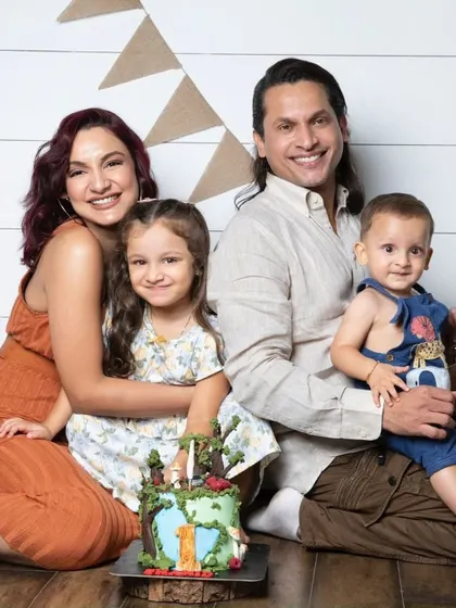 The whole family together to celebrate one whole year of love. This first birthday portrait is a beautiful keepsake of this special time.
