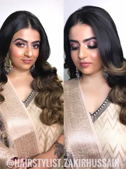 A collage of the Hollywood waves look, showing it from different angles.