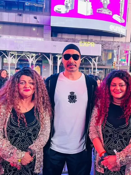 Another photo with Sukhbir ji against the iconic backdrop of Times Square. Collaborating with other artists is always a highlight of our journey.