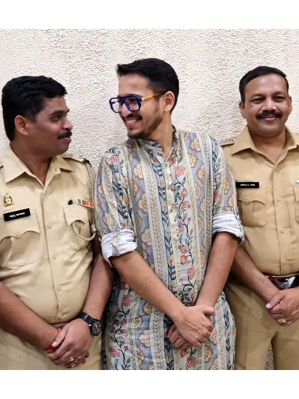 Sharing a moment of mutual respect and appreciation with the officers. Their support was instrumental in making this unique and meaningful event possible.