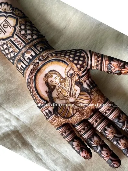A close-up of the Bal Krishna portrait from the baby shower design. I focus on getting the details just right to bring these custom figures to life.
