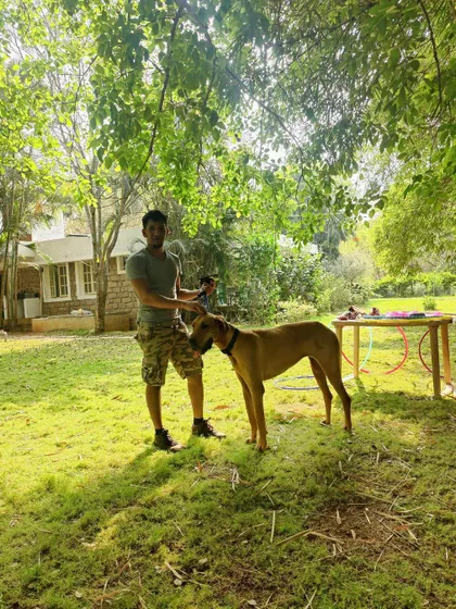 Just me and a very good boy enjoying the sunshine.