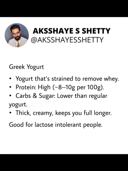 Greek yogurt is yogurt that has been strained to remove whey. This results in a product that is high in protein (8-10g per 100g), lower in carbs, and very thick and creamy. It's also a good option for many lactose-intolerant people.