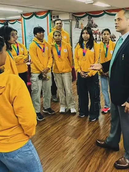 The Consul General of India, Mr. Pratik Mathur, sharing words of encouragement with our players. An inspiring experience for our young athletes.