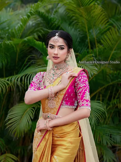 A stunning portrait of the model, her look perfected with diamond jewelry.
