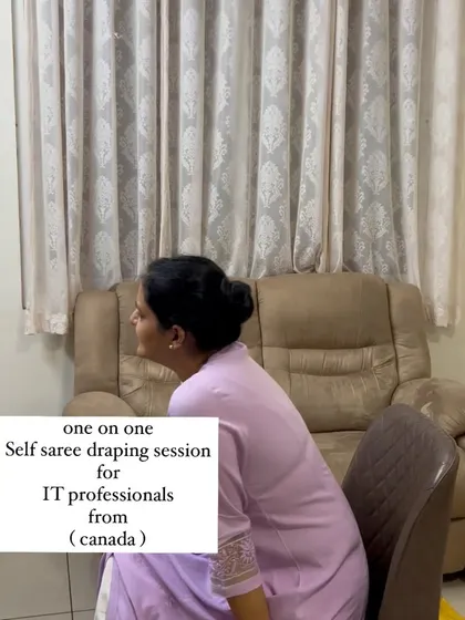 An online self saree draping session with an IT professional from Canada. My classes are reaching women all over North America.