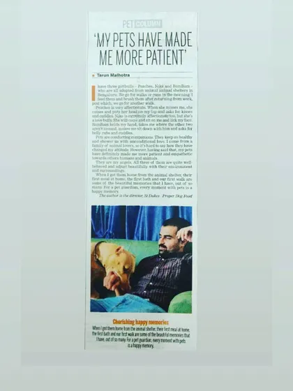 The New Indian Express featured a personal story about how my own dogs have shaped my life and my mission. This journey started because of them, and my commitment to their health is what drives this business.