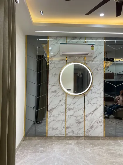 Another angle of the wall, showing how it interacts with the room's curtains and lighting.