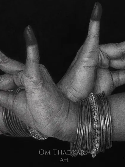 Another 'Mudra' from the same commissioned series, showing a different hand position. The focus is on the graceful lines and traditional adornments.