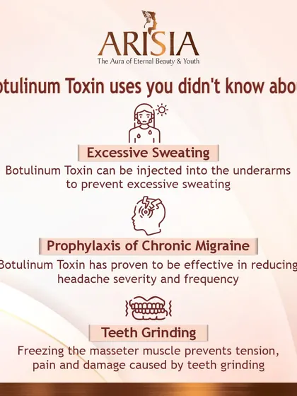 Did you know Botulinum Toxin has uses beyond wrinkle reduction? We use it to treat excessive sweating (hyperhidrosis), prevent chronic migraines, and relieve teeth grinding by relaxing the masseter muscle.