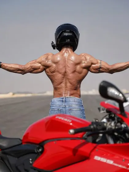 The world is your highway, spread your wings and soar high. This pose with my Ducati symbolizes dreaming big and achieving more.