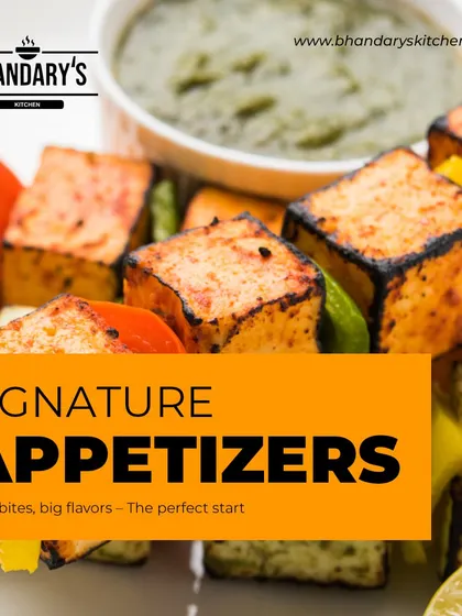 Light bites with big flavors are the perfect start to any event. My signature appetizers, like this beautifully plated paneer tikka, are designed to impress your guests from the very first bite.