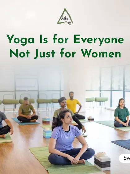 A snapshot of our diverse community in a group session. Yoga is for everyone, not just for women, and we welcome all individuals seeking balance, strength, and peace.