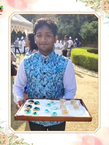 Our bartender serving a tray of molecular shots and edible spheres. This showcases our ability to deliver innovative and high-concept beverage experiences on a large scale.