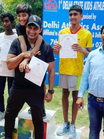There is no feeling like doing the medal ceremony for your own son as he becomes the fastest boy in Delhi (Under-12). A proud moment for both father and son.