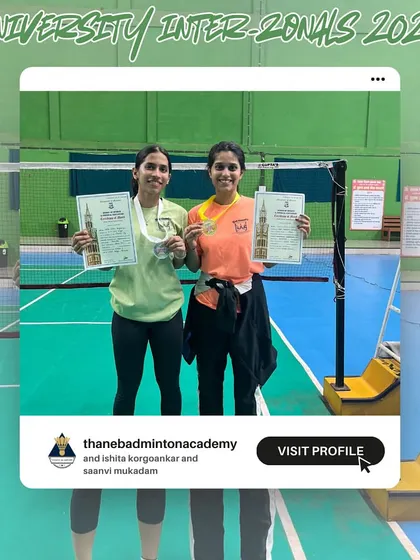 Ishita Korgaonkar and Saanvi Mukadam, our gold medal-winning duo in the Individual Doubles event at the University Inter-Zonals.