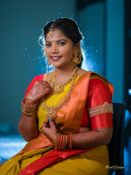 A stylish engagement portrait of the bride, using creative backlighting for a cool, modern effect.