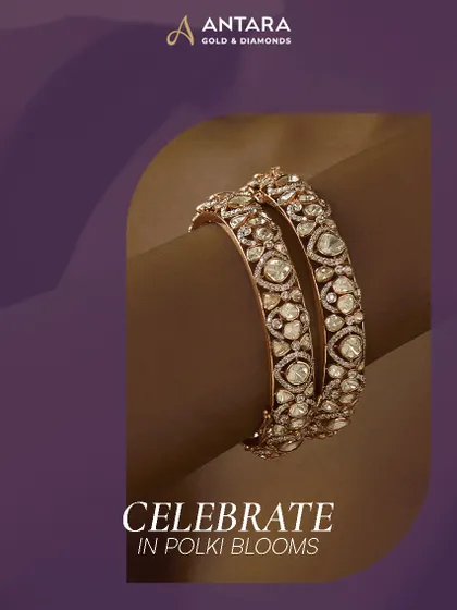 Celebrate the season with the radiance of Polki kadas. Crafted in floral clusters of unfaceted stones, they cast a soft, velvety glow with refined craftsmanship for modern celebrations.