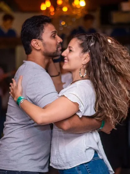 A moment of close connection on the dance floor. This is the beauty of partner dancing.