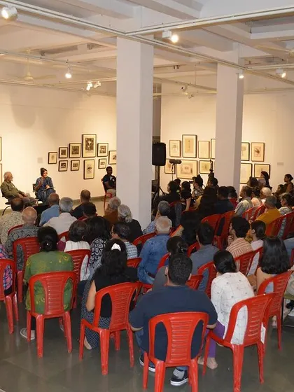 The audience at the 'Hand Prints' artist talk.